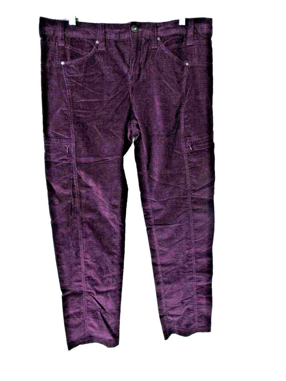 Y2K ATHLETA Cargo Pants Purple Corduroy Chino Hiking Straight Leg Womens 16